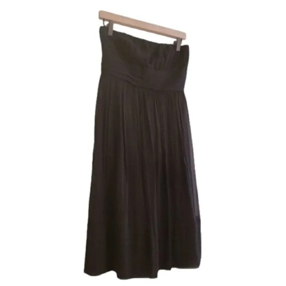 J. Crew Emily Brown Chiffon Strapless Silk Dress Size 4 Brown - Picture 2 of 4